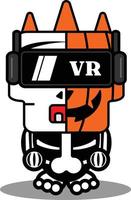 illustration vectorielle de dessin animé citrouille mascotte personnage halloween crâne mignon réalité virtuelle vecteur