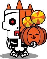 halloween dessin animé citrouille mascotte personnage illustration vectorielle crâne mignon bonbons halloween vecteur