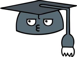chapeau de graduation de dessin animé mignon vecteur