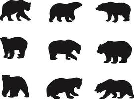 ensemble d'ours silhouette - collection de silhouettes vectorielles vecteur