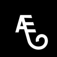 création de logo de lettre ae sur fond noir. ae concept de logo de lettre initiales créatives. conception d'icône ae. conception d'icône de lettre blanche ae sur fond noir. ae vecteur