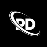 logo pd. conception pd. lettre pd blanche. création de logo de lettre pd. lettre initiale pd cercle lié logo monogramme majuscule. vecteur