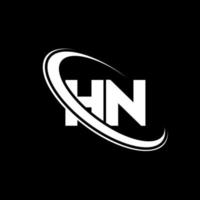 logo hn. conception hn. lettre hn blanche. création de logo de lettre hn. lettre initiale hn logo monogramme majuscule cercle lié. vecteur