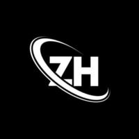 logo z. conception zh. lettre zh blanche. création de logo de lettre zh. lettre initiale zh logo monogramme majuscule cercle lié. vecteur