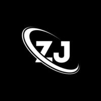 logo zj. conception zj. lettre zj blanche. création de logo de lettre zj. lettre initiale zj logo monogramme majuscule cercle lié. vecteur