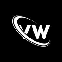 logo vw. conception vw. lettre vw blanche. création de logo de lettre vw. lettre initiale vw cercle lié logo monogramme majuscule. vecteur