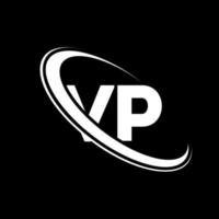 logo vp. conception vp. lettre vp blanche. création de logo de lettre vp. lettre initiale vp cercle lié logo monogramme majuscule. vecteur