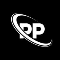 logo pp. conception p.p. lettre pp blanche. création de logo de lettre pp. lettre initiale pp cercle lié logo monogramme majuscule. vecteur