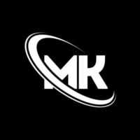 logo mk. conception mk. lettre mk blanche. création de logo de lettre mk. lettre initiale mk cercle lié logo monogramme majuscule. vecteur
