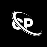 logo CP. conception CP. lettre cp blanche. création de logo de lettre cp. lettre initiale cp logo monogramme majuscule cercle lié. vecteur