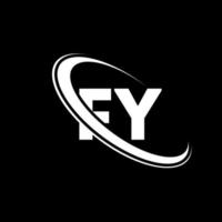 fy logo. fy conception. lettre fy blanche. création de logo de lettre fy. lettre initiale fy cercle lié logo monogramme majuscule. vecteur