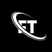 logo ft. conception pi. lettre ft blanche. création de logo de lettre ft. lettre initiale ft logo monogramme majuscule cercle lié. vecteur