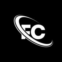 logo FC. conception FC. lettre fc blanche. création de logo de lettre fc. lettre initiale fc logo monogramme majuscule cercle lié. vecteur