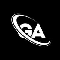 logo ga. conception g. lettre ga blanche. création de logo de lettre ga. lettre initiale ga logo monogramme majuscule cercle lié. vecteur