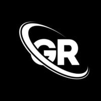 logo gr. conception gr. lettre gr blanche. création de logo de lettre gr. lettre initiale gr logo monogramme majuscule cercle lié. vecteur