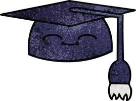 chapeau de graduation dessin animé texture grunge rétro vecteur