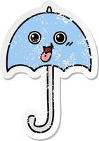 autocollant en détresse d'un joli parapluie de dessin animé vecteur