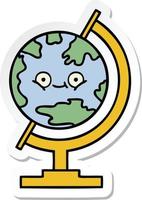 autocollant d'un joli globe de dessin animé du monde vecteur