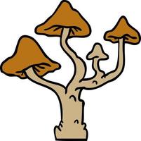 dessin animé doodle de champignons en croissance vecteur