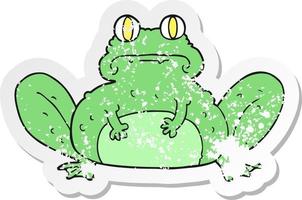 autocollant rétro en détresse d'une grenouille de dessin animé vecteur