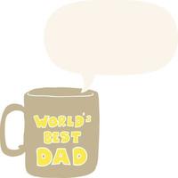 meilleure tasse de papa du monde et bulle de dialogue dans un style rétro vecteur