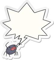 dessin animé halloween araignée et autocollant bulle vecteur