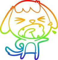 arc en ciel gradient ligne dessin dessin animé mignon chien qui aboie vecteur