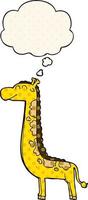 dessin animé girafe et bulle de pensée dans le style de la bande dessinée vecteur