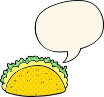 taco de dessin animé et bulle de dialogue dans le style de la bande dessinée vecteur