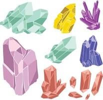 cristaux magiques gemmes et symbole de dessin de jeu vecteur