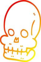 ligne de gradient chaud dessinant un crâne effrayant de dessin animé vecteur