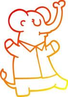 ligne de gradient chaud dessinant un éléphant de dessin animé portant une chemise vecteur
