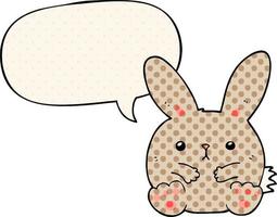 lapin de dessin animé et bulle de dialogue dans le style de la bande dessinée vecteur