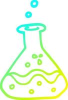 ligne de gradient froid dessinant des bouteilles chimiques de dessin animé vecteur
