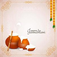 conception de fond de festival traditionnel religieux joyeux janmashtami vecteur