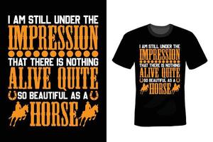 conception de t-shirt de cheval, vintage, typographie vecteur