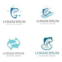 logo de poisson, hameçon, icône de restaurant d'huile de poisson et de fruits de mer. avec le modèle d'illustration de conception de concept d'icône de vecteur