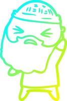 ligne de gradient froid dessinant un homme de dessin animé avec une barbe vecteur