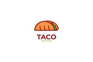 idée d'illustration vectorielle de conception de logo de nourriture taco plat vecteur