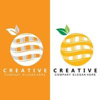 illustration vectorielle du logo mangue, fruits frais, cultivés dans le jardin, l'orange est douce et fraîche vecteur