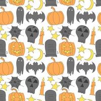 motif d'halloween sans couture. fond d'halloween de vecteur de griffonnage