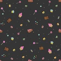 modèle de bonbons sans soudure. bonbons et fond de bonbons. illustration vectorielle de doodle avec des bonbons et des icônes de bonbons vecteur