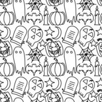 motif d'halloween sans couture. fond d'halloween de vecteur de griffonnage