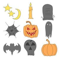 icônes vectorielles d'halloween. griffonnage fond de vecteur halloween