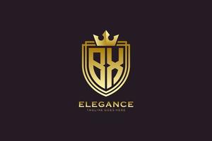 logo monogramme de luxe élégant initial bx ou modèle de badge avec volutes et couronne royale - parfait pour les projets de marque de luxe vecteur