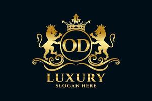 modèle de logo de luxe royal lion lettre initiale od dans l'art vectoriel pour les projets de marque luxueux et autres illustrations vectorielles.