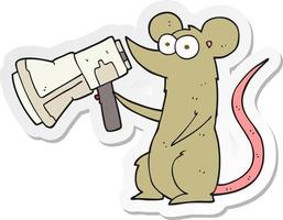 autocollant d'une souris de dessin animé avec mégaphone vecteur