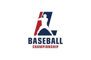 lettre l avec création de logo de baseball. éléments de modèle de conception de vecteur pour l'équipe sportive ou l'identité d'entreprise.