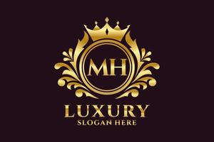 modèle de logo de luxe royal lettre initiale mh dans l'art vectoriel pour les projets de marque de luxe et autres illustrations vectorielles.