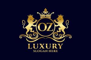 modèle de logo de luxe royal lion lettre initiale oz dans l'art vectoriel pour les projets de marque luxueux et autres illustrations vectorielles.